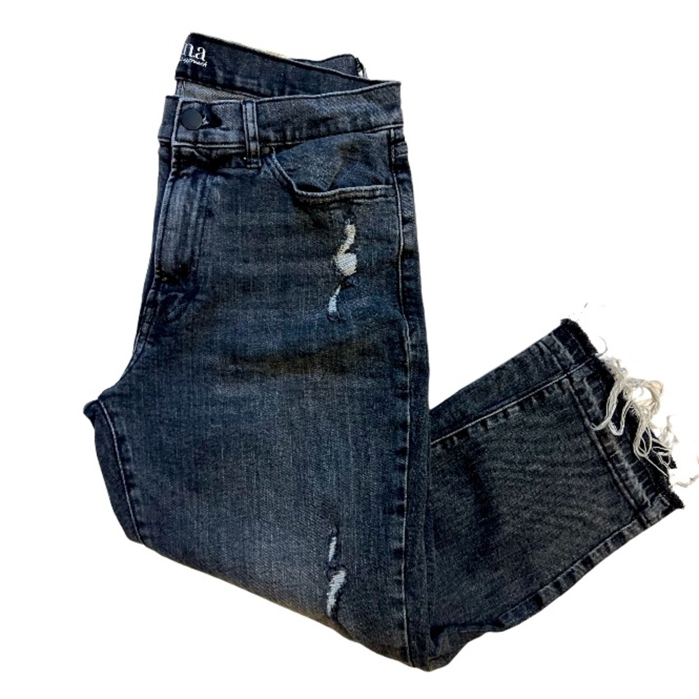 a.n.a a new approach , high rise straight black wash distressed jeans - Picture 3 of 11